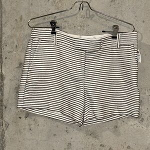 Saint Tropez West Midnight Blue & Cream Tweed Horizontally-Striped Shorts-Size 6